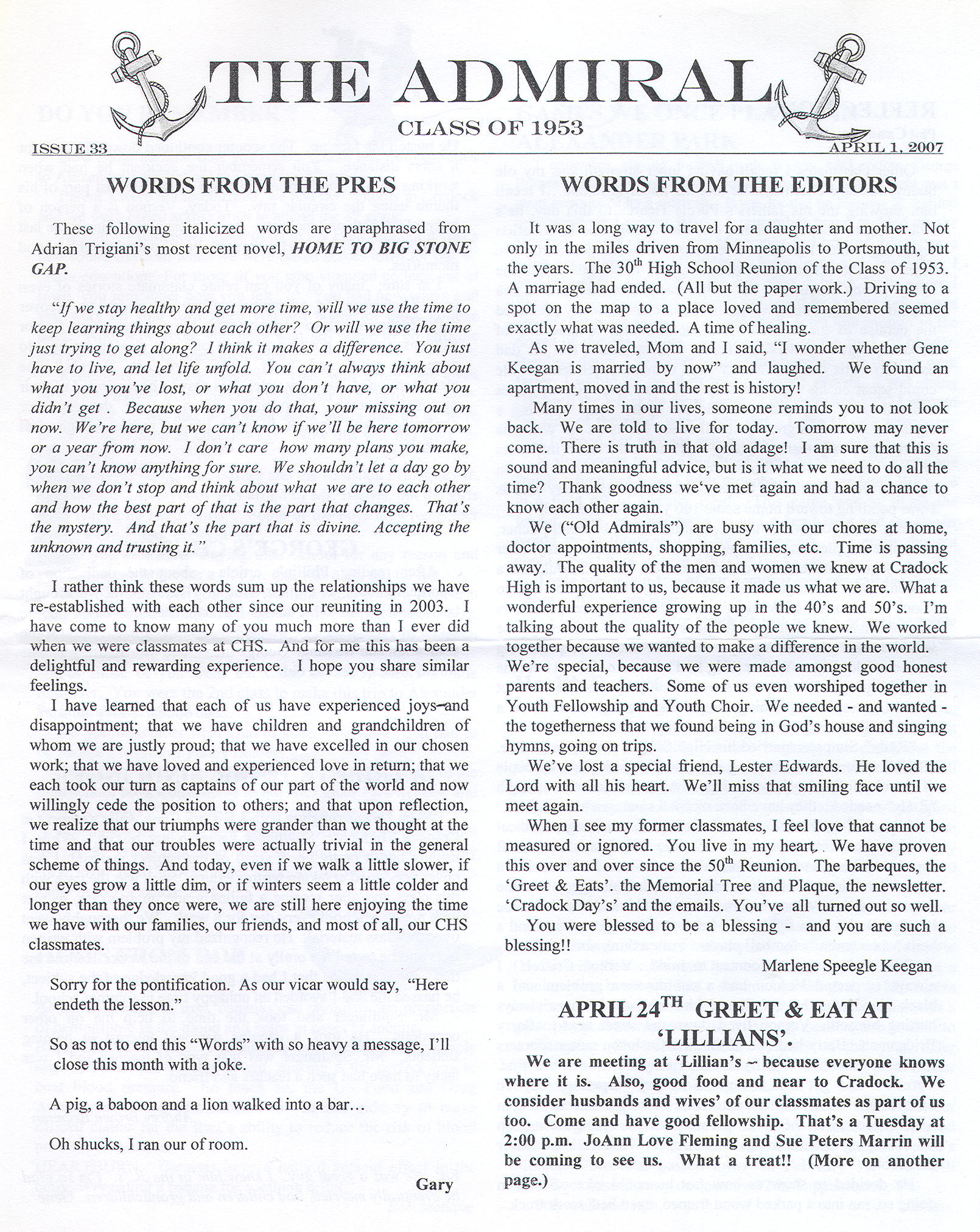 The Admiral - April 2007 - pg. 1